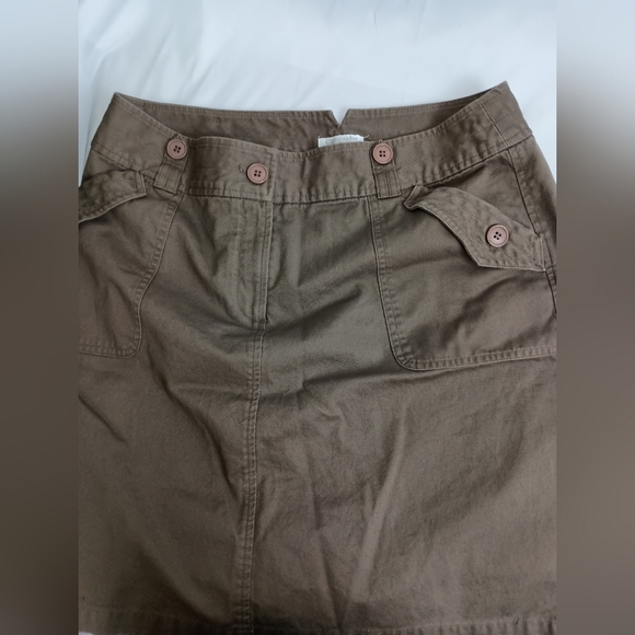 2/$30 CHRISTOPHER BANKS Solid Brown Button-Accent Skirt (#1,440) - Picture 1 of 9